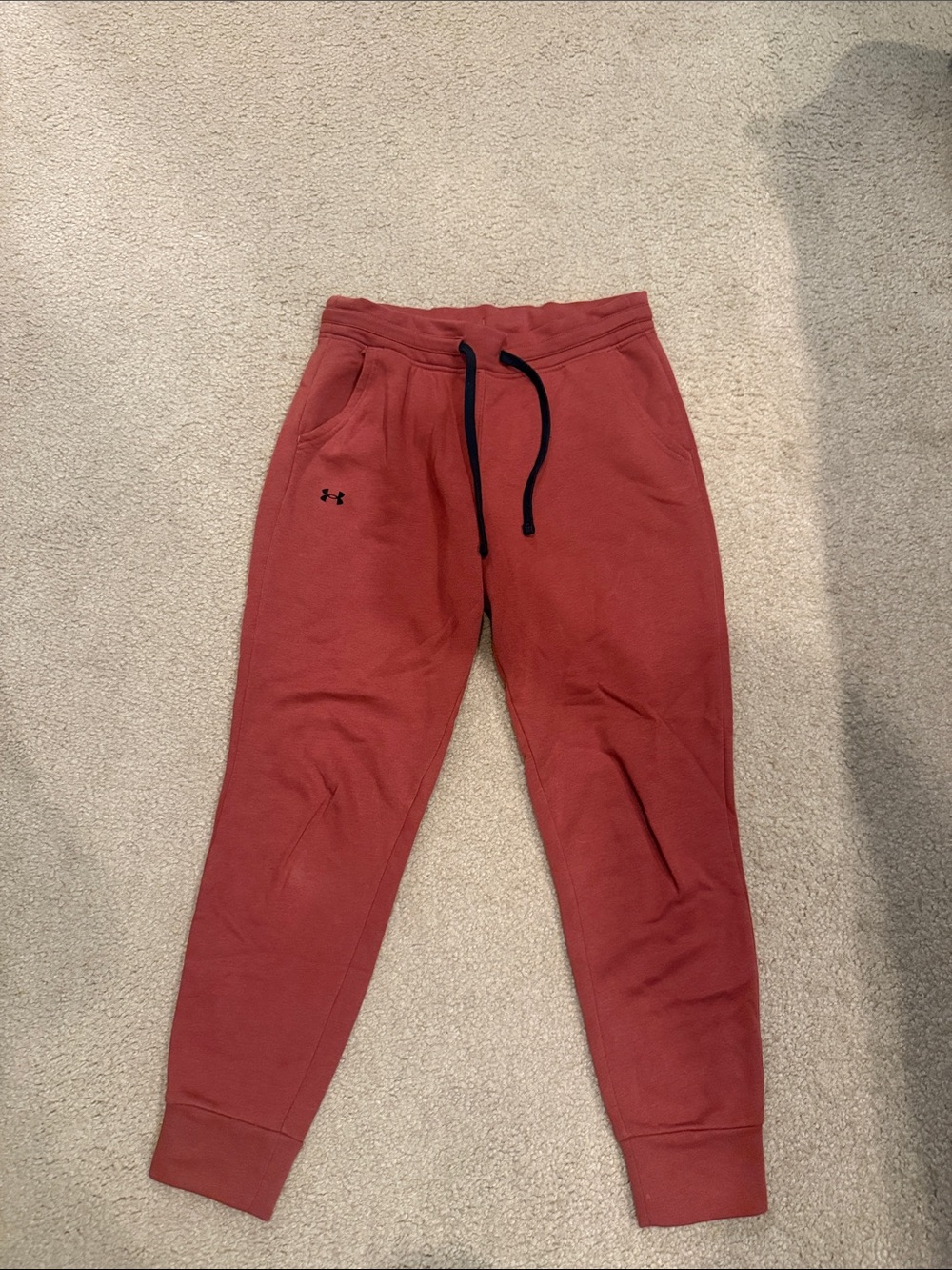 Under Armour women’s Brick Red Jogger Sweatpants with Black Drawstring